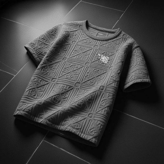 Geometric Textured T-Shirt Design - Grey