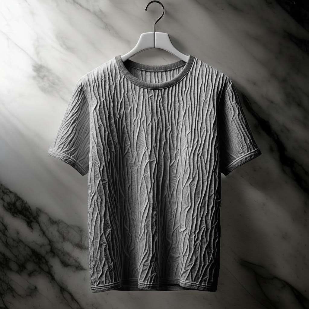 Textured White T-Shirt for Modern Elegance - Grey