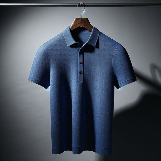 Refined Blue Polo Shirt with Subtle Texture