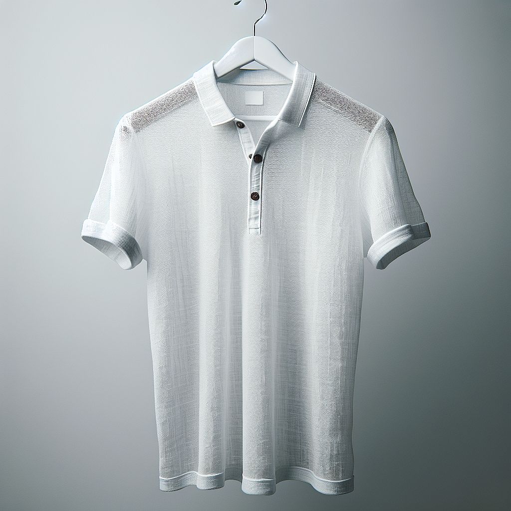 Modern and Versatile White Mesh Polo Shirt