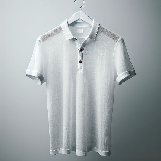 Modern and Versatile White Mesh Polo Shirt