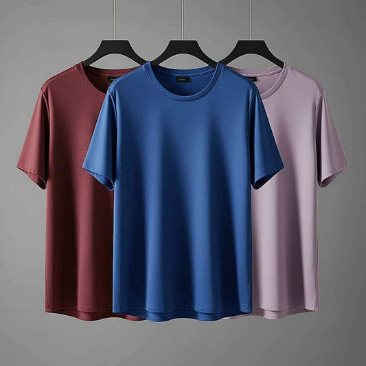 Minimalist T-Shirt Set in Maroon, Blue, and Lavender