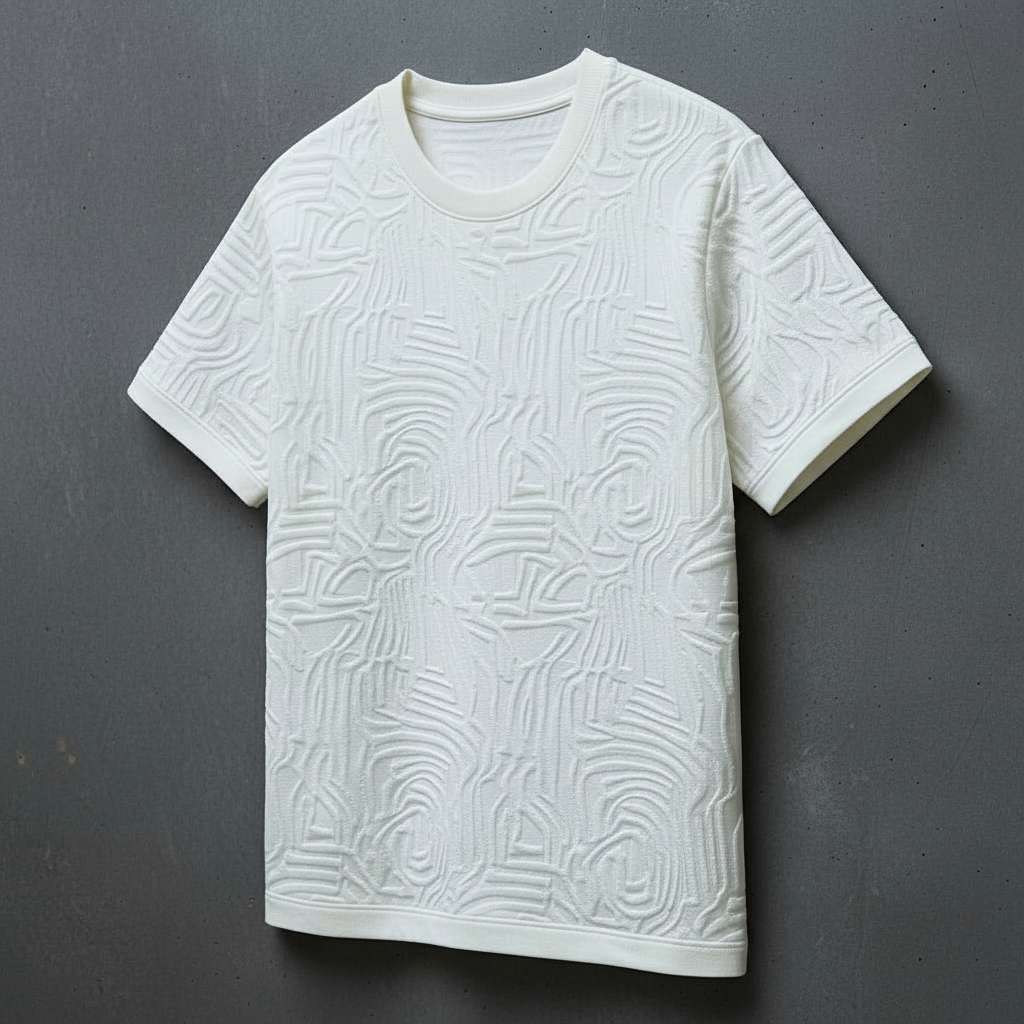 Geometric Textured T-Shirt - White