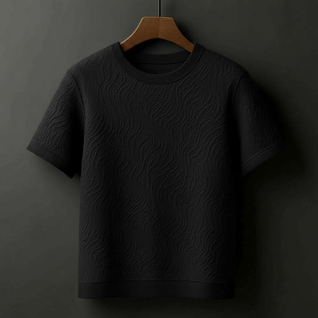 Embossed Waves T-Shirt - Black