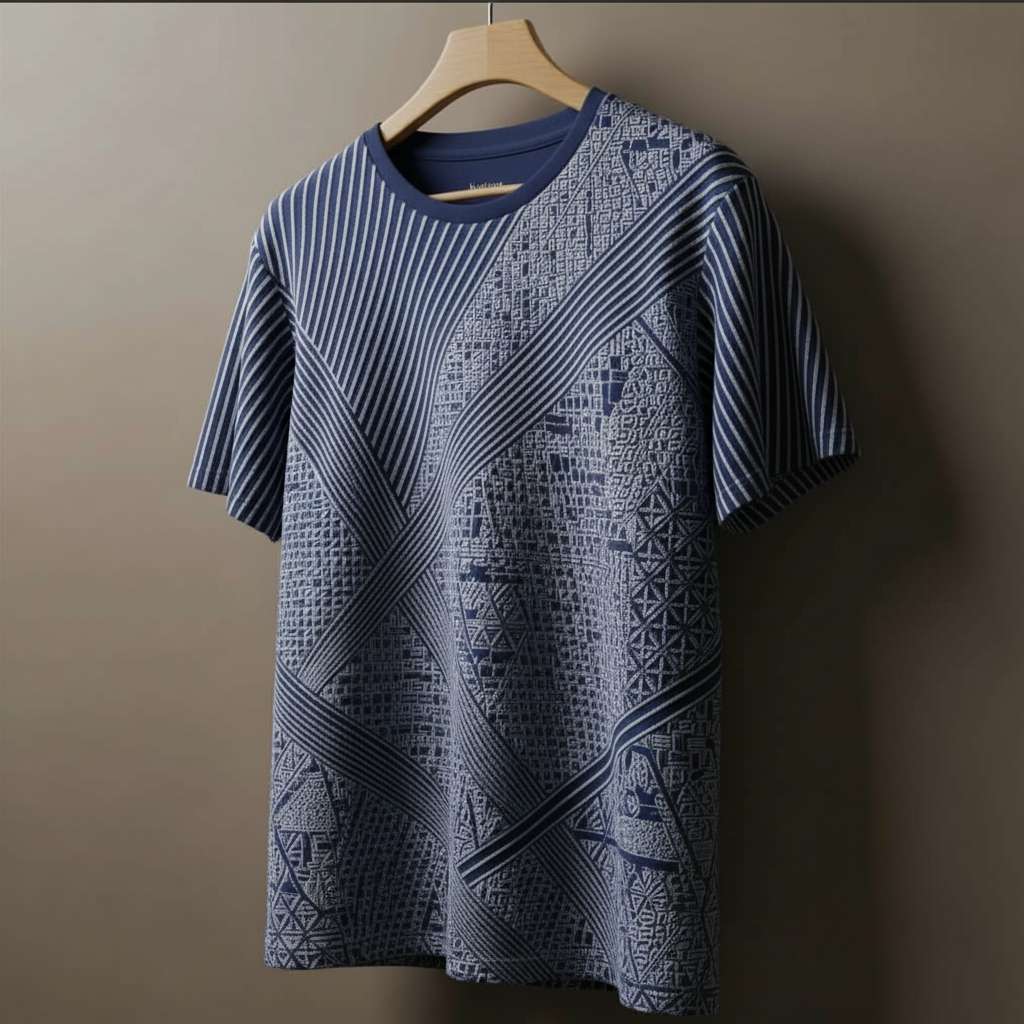 Geometric Patterns T-Shirt - Navy