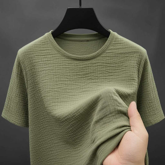 Crinkled Olive Green T-Shirt for a Casual Look