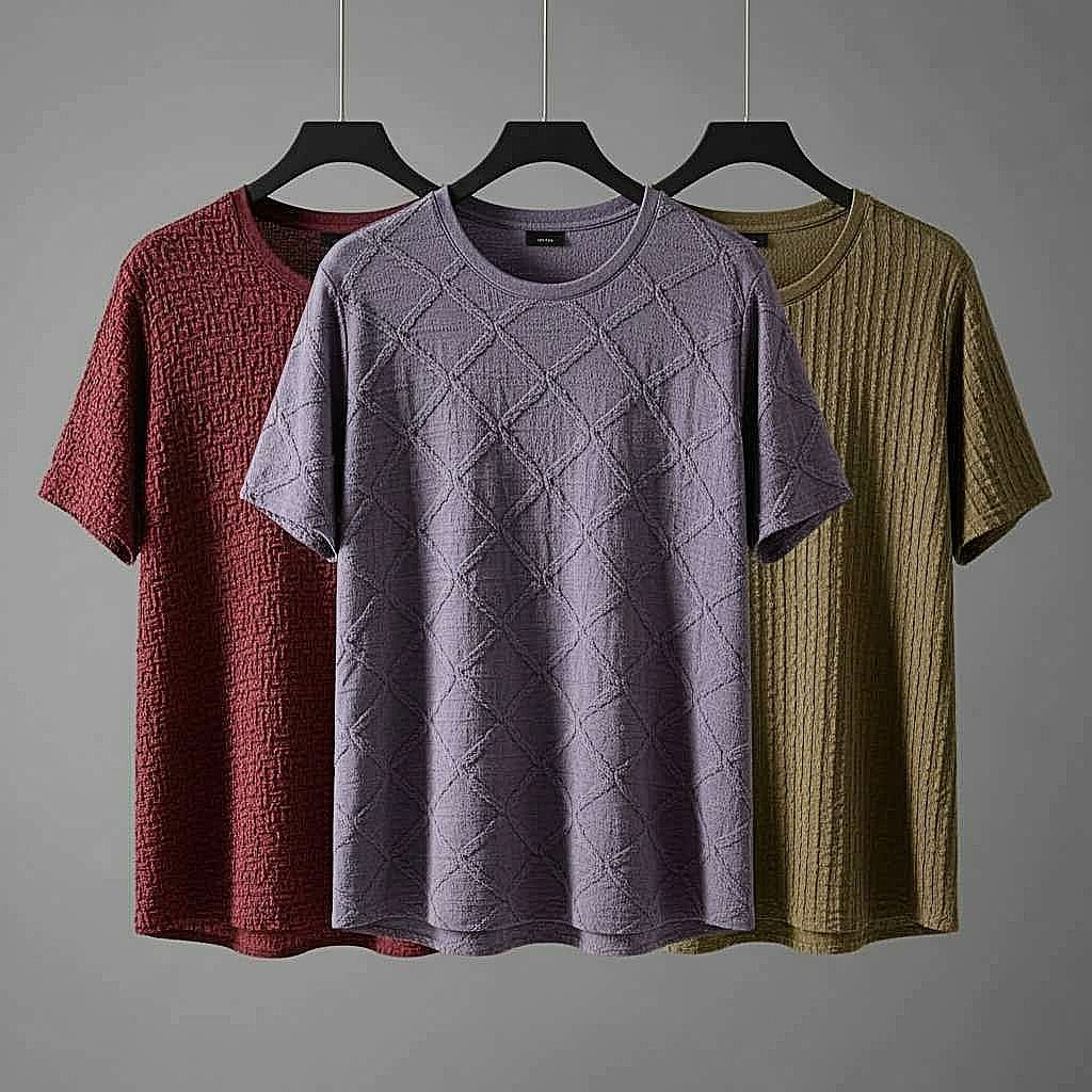 Earth Tones Textured T-Shirt Combo Set