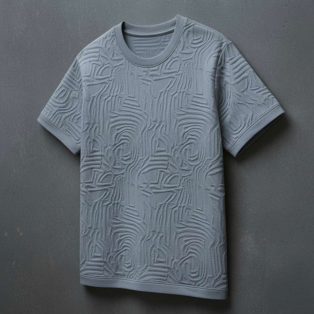 Geometric Textured T-Shirt - Grey