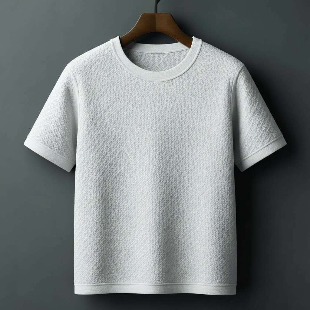 Minimalist Textured White T-Shirt - White