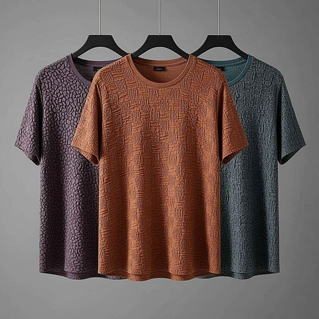 Textured Pattern T-Shirt in Various Colors