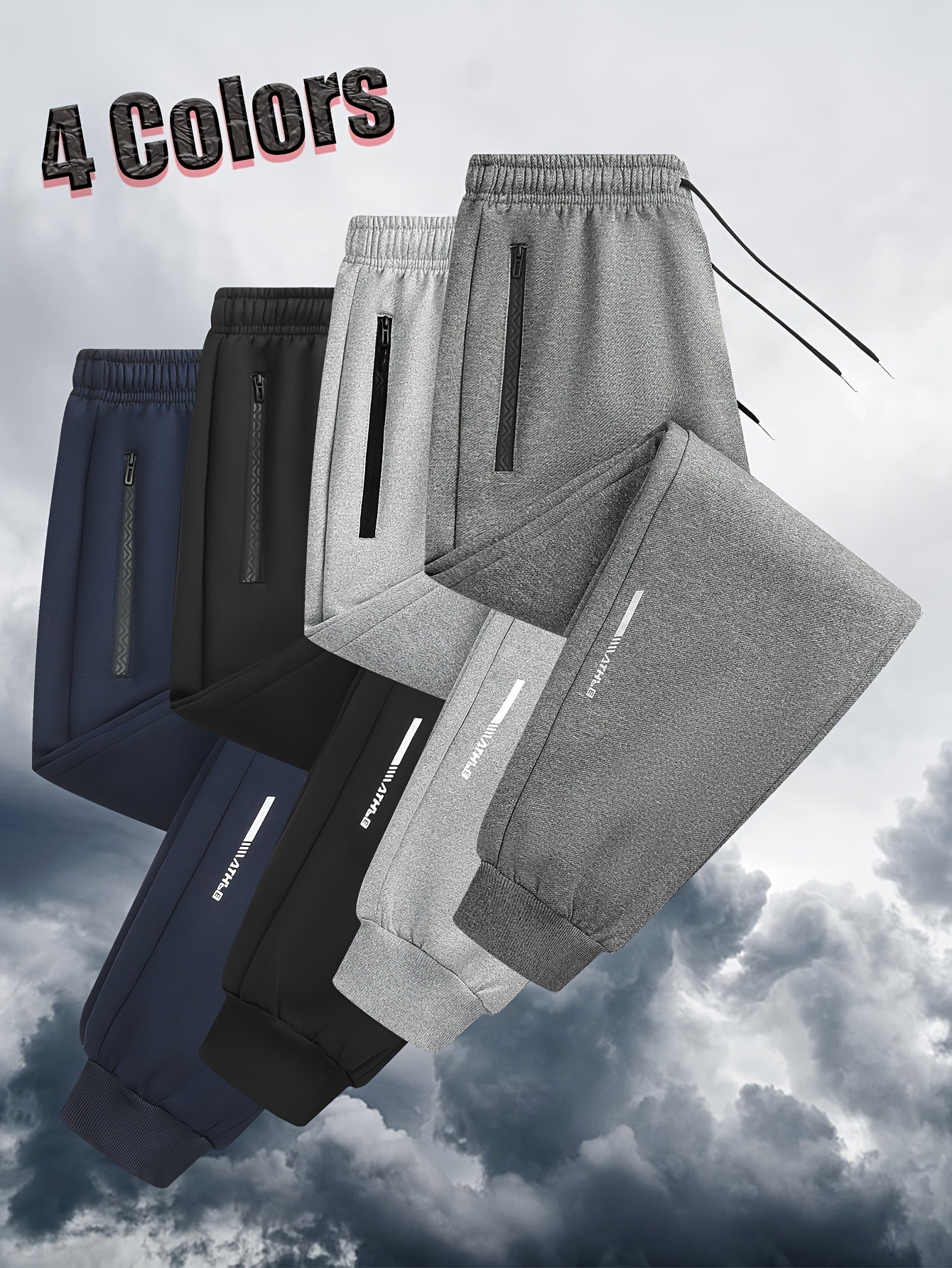 1pc Men's Casual Joggers  Reflective Letter Print and Side Anti-loss Zip Pockets. Designed for Year-round Versatile Wear, Perfect for Daily Fashion and Outdoor Activities.