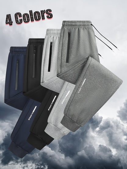 1pc Men's Casual Joggers  Reflective Letter Print and Side Anti-loss Zip Pockets. Designed for Year-round Versatile Wear, Perfect for Daily Fashion and Outdoor Activities.