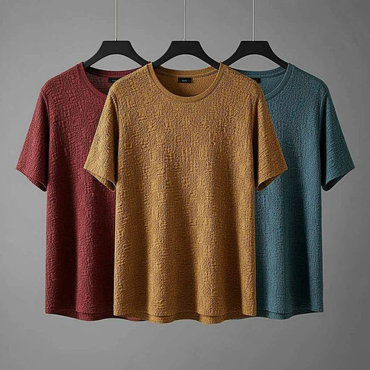 Mustard Textured T-Shirt for Men