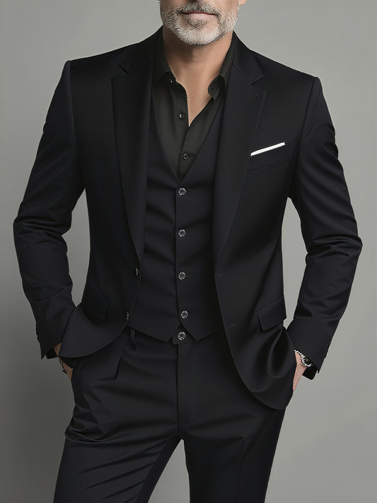 [3pcs Stylish Suit] 3pcs Stylish Men's Suit Set - Jacket + Vest + Trousers, High-Quality