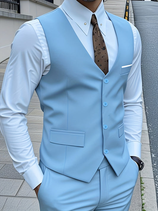 [2pcs Men's Suit Set] 2pcs Men's Suit Set | High-Quality Fashionable Solid Color | Spring Autumn Formal Light Business Casual Weddings Trendy