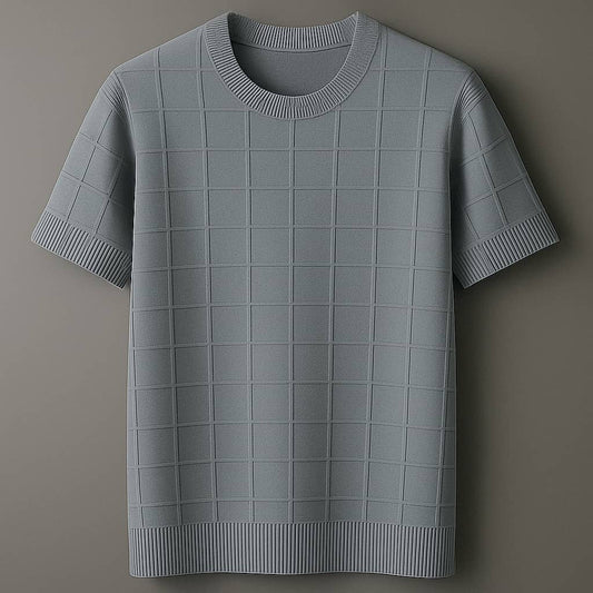 Modern Minimalism: Gray Grid Pattern T-Shirt