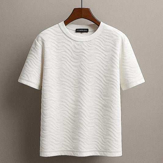Elevate Your Wardrobe with this Minimalistic Textured White T-Shirt