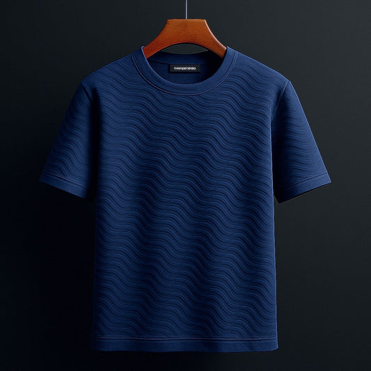 Sleek and Sophisticated Navy Blue Wave T-Shirt