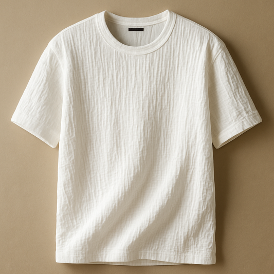 Minimalist Off-White T-Shirt with Textured Fabric